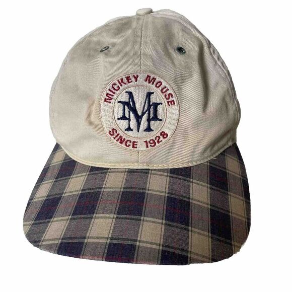 Vintage Mickey Mouse Monogram Patch Plaid Cap Goofy's Hat Co Walt Disney READ - Picture 1 of 9